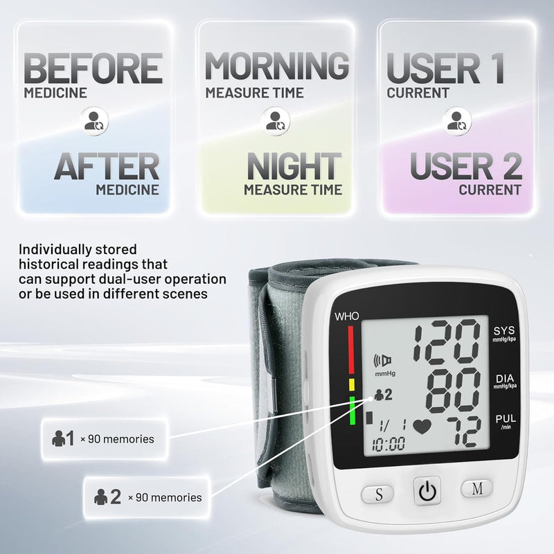 FDA Cleared Blood Pressure Monitor Wrist BP Machine for Home Use