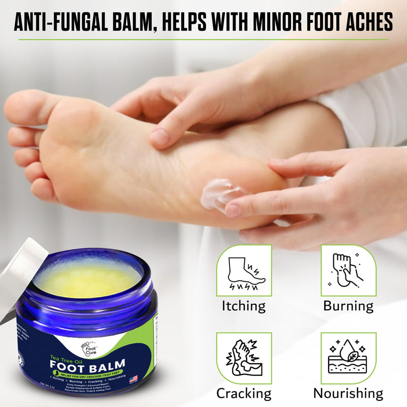 Antifungal Cream - For Itchy Feet and Skin Fungus Relief - Extra Strength Treatment for Athlete’s Foot, Ringworm, and Jock Itch. Moisturizer for Dry Cracked Feet infused with Tea Tree Oil Made in USA Foot Balm 2 Ounce (Pack of 1)