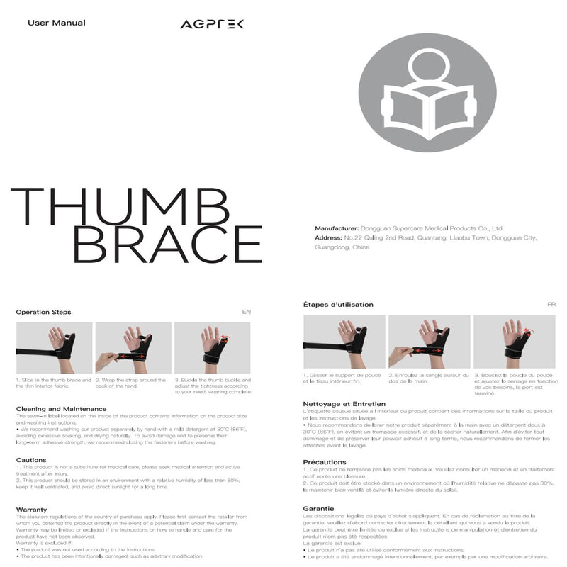 AGPTEK Trigger Thumb Splint for Women Men Right & Left Hand, Thumb Spica Support Brace Breathable with Metal Splint, Thumb Stabilizer for Arthritis, Tendonitis, Sprains, Carpal Tunnel Pain Relief, L Black Large