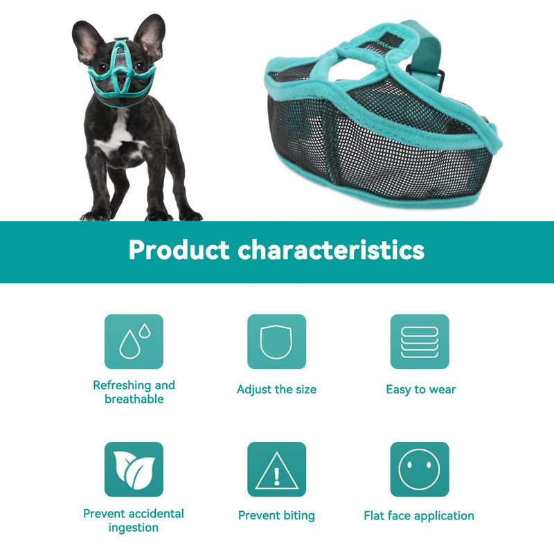 Muzzle for dogs, dog muzzle with short snout, mesh adjustable muzzle French bulldog, breathable short snout anti-bite bulldog for anti-biting, anti-bark licking L - BeesActive Australia