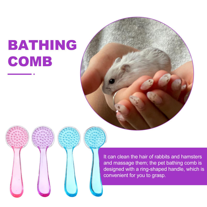 4pcs Pet Hair Comb Hamster Hair Grooming Cleaning Pet Animal Bathing for Guinea Pig Chinchilla Ferret (Random Color) Cleaning Tool - BeesActive Australia