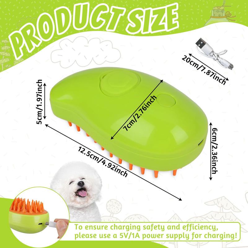 Steamy Cat Brush, 3-in-1 steam brush for cats, cat brush with steam, dog brush, pet brush, pet brushes, self-cleaning slicker brush, for cats, dogs, massage, self-cleaning, green - BeesActive Australia