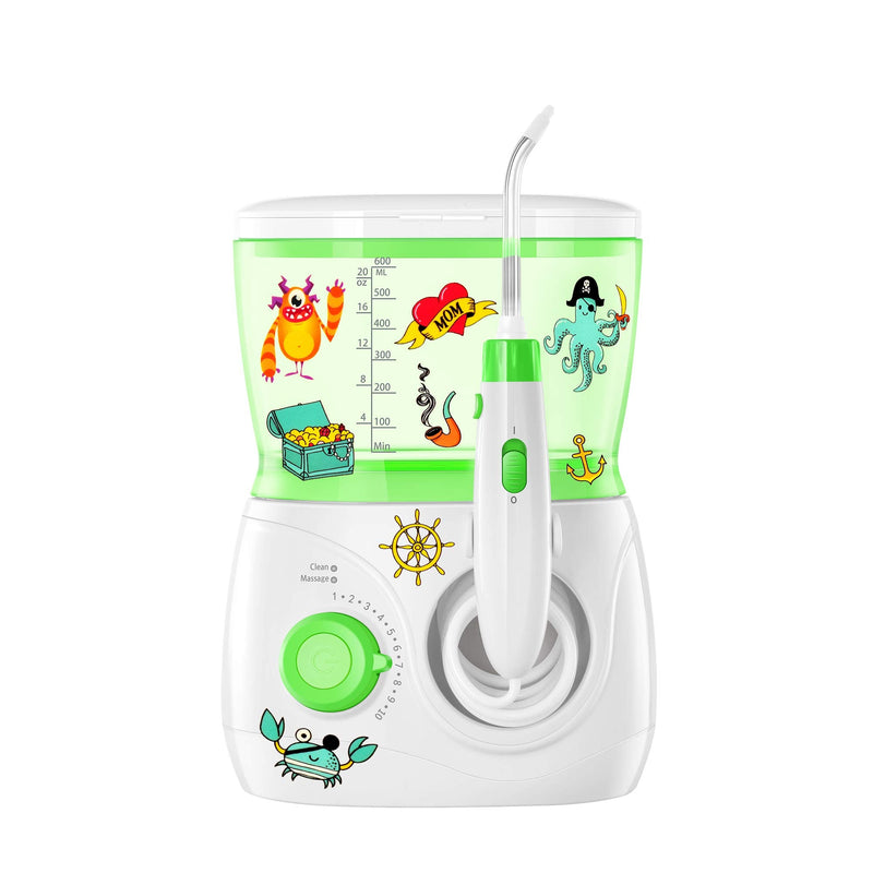 ToiletTree Products Children's Countertop Water Flosser - Dental Oral Irrigator for Kids - BPA-Free Dental Water Flosser with 600mL Capacity and Adjustable Water Pressure - Green - BeesActive Australia