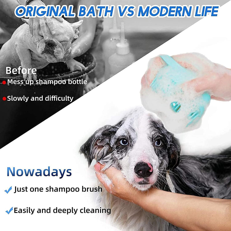 Dog Bath Brush Silicone Rubber Dog Grooming Brush Silicone Puppy Cat Grooming Cleaning for Short Long Haired Dogs and Cats Washing (Blue) Blue - BeesActive Australia
