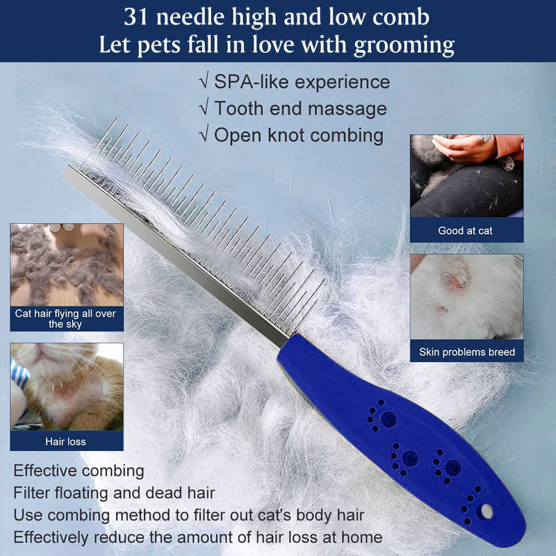 Cat fur comb, dog detangling comb, cat comb, pet fur detangler comb, dog eye comb, tear stain remover comb, flea comb for cats and dogs, stainless steel dog grooming combs, pet comb, 7 pieces - BeesActive Australia