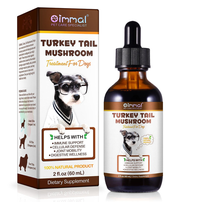 Turkey Tail Mushroom Supplement for Dogs - Liquid Formula with Probiotics & Turmeric, Supports Immune System, Digestive Health, and Joint Flexibility - Delicious Bacon Flavor (120ML) Pack of 1