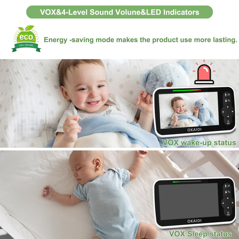 Baby Monitor with Camera and Audio, 5" Large Screen with 30-Hour Battery, 1000ft Range Video Baby Monitor, Remote Pan-Tilt-Zoom Baby Monitor No WiFi, Night Vision, VOX, 2-Way Talk, 8 Lullabies - BeesActive Australia