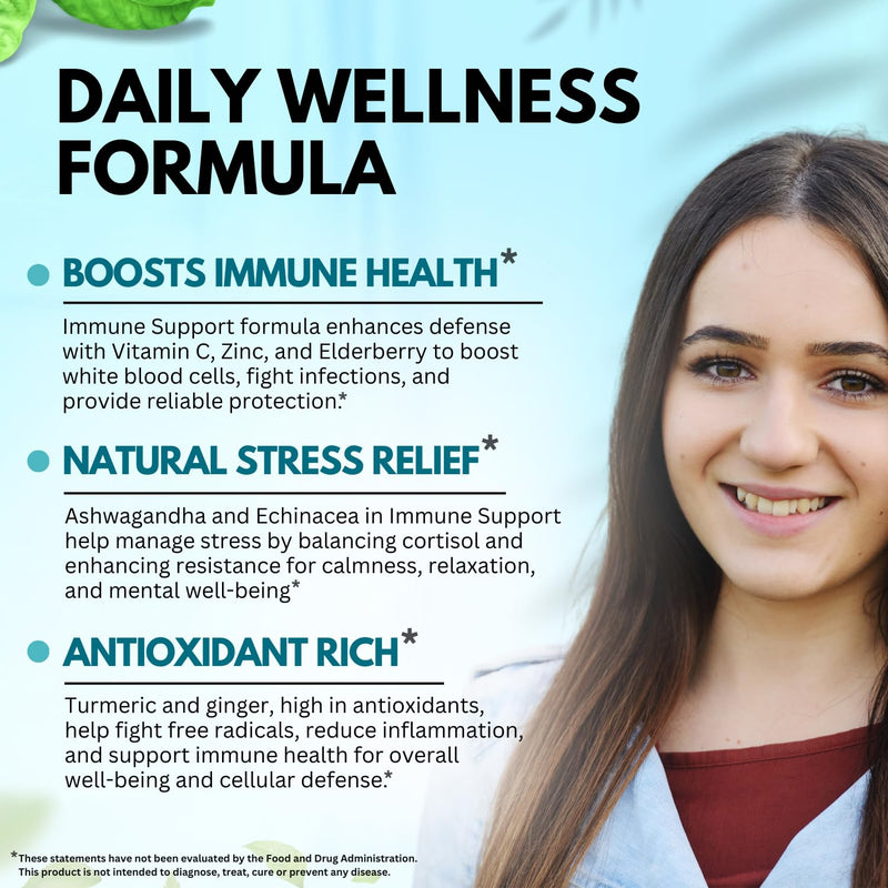Elderberry Immune Support Supplement 8-in-1 Formula with Echinacea, Vitamin C & Zinc, Vitamin D 5000 IU, Turmeric, Ginger, Ashwagandha ‚Äì 60 Capsules 60 Capsules (Pack of 1)