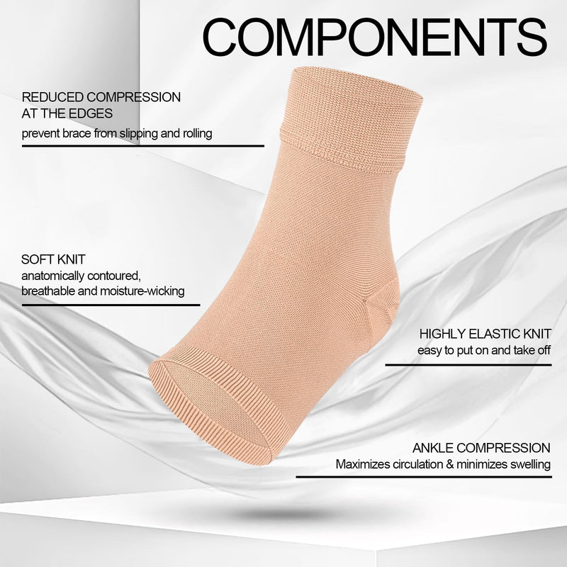 Ankle Brace Compression Sleeves Open Toe Compresion Socks 8-15mmHg for Women Men,Plantar Fasciitis Socks with Arch Support Beige L/XL Beige-2pack Large-X-Large - BeesActive Australia