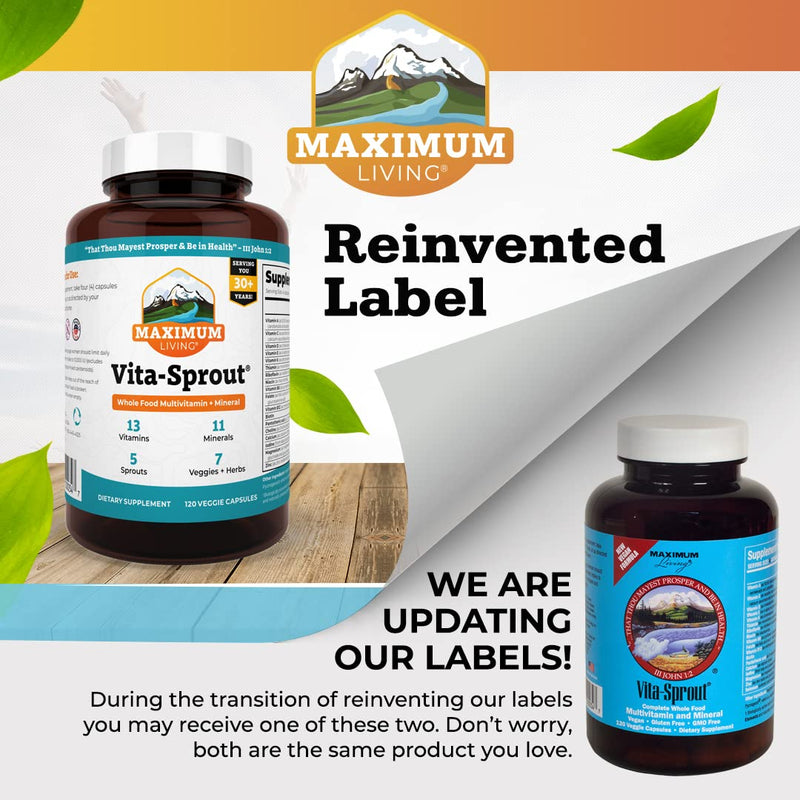 Vita-Sprout Whole-Food Multivitamin & Phytonutrient Blend - 120 Capsules