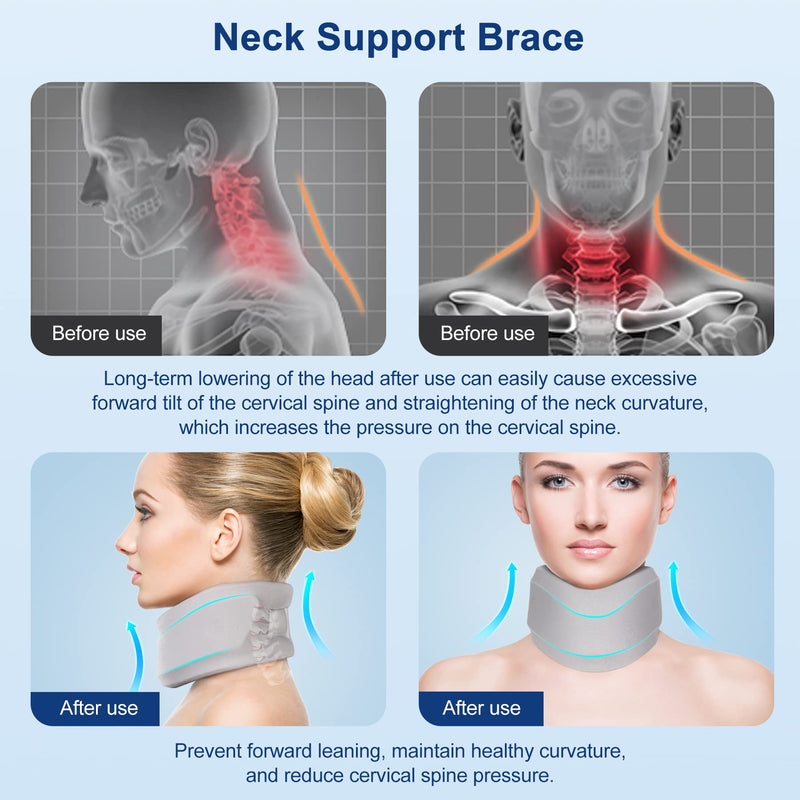 Neck Brace for Neck Pain and Support, Soft Neck Support Relieves Pain & Pressure in Spine for Women & Men, Wrap Align Stabilize Vertebrae Foam Cervical Collar for Sleeping (Grey, M, 3.5" Depth Collar) Grey M, 3.5" Middle Height - BeesActive Australia