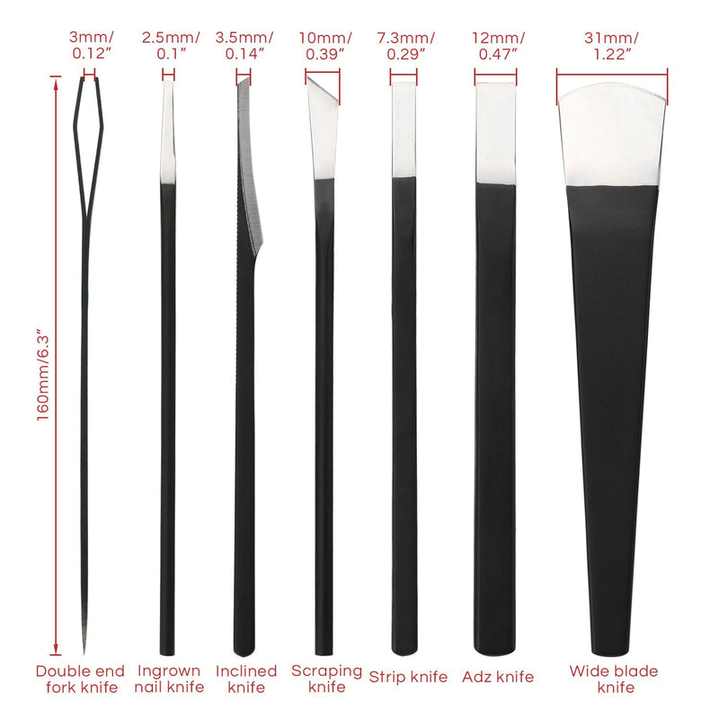 Pedicure Knife Set for Feet, Segbeauty 7pcs Ingrown Toenail Blade Tool with Storage Bag, High Manganese Steel Nail Knives Cuticle Remover, Professional Foot Repair Sharp Blade Kit for Nail Corn Callus Wide Blade Set - BeesActive Australia