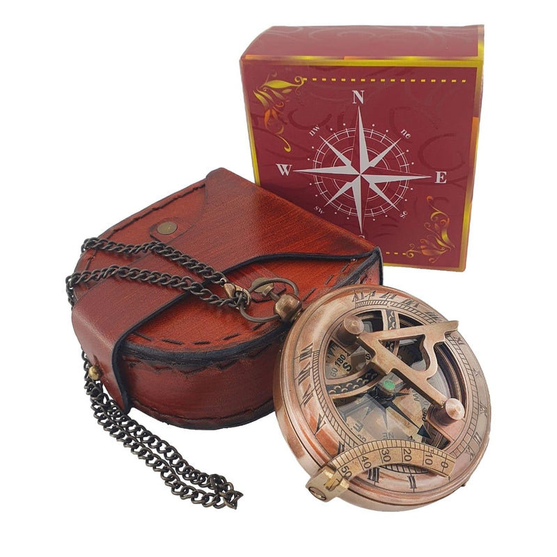 Sundial Clocks Brass Compass Custom Compass, Wedding Gift, Groomsmen Gift, Wedding Keepsake, Christmas, Baptism, Graduation, boy Scouts, Sundial, Nautical, Anniversary, Fathers Day Compass With Leather Box