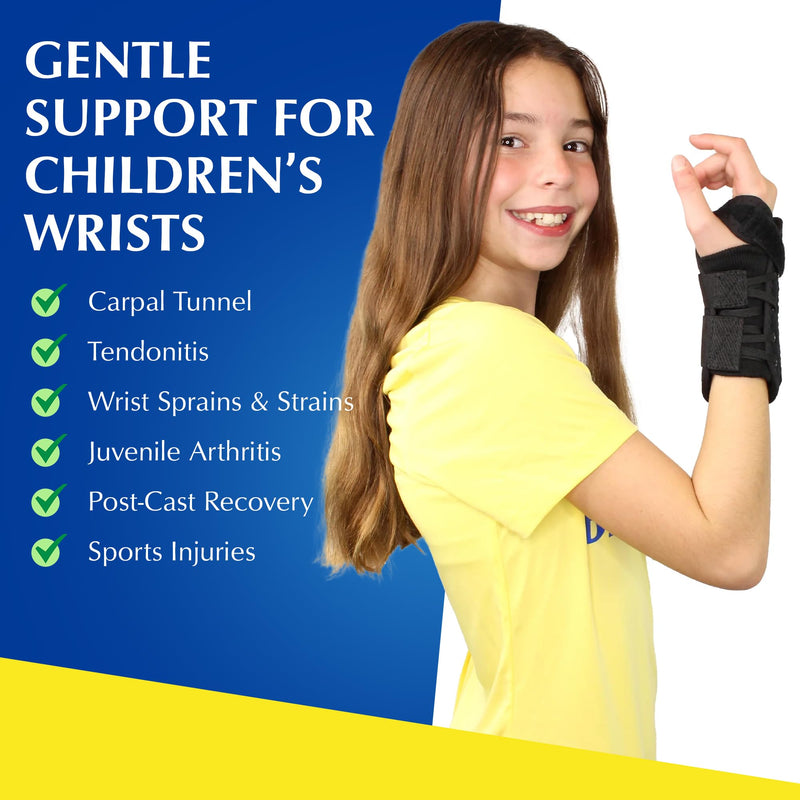 Brace Direct Kids Wrist Brace - Older Child Wrist Splint for Carpal Tunnel, Tendonitis, Sprains & Injuries - 8" Lace Up Design (Left Hand) Left 8" - BeesActive Australia