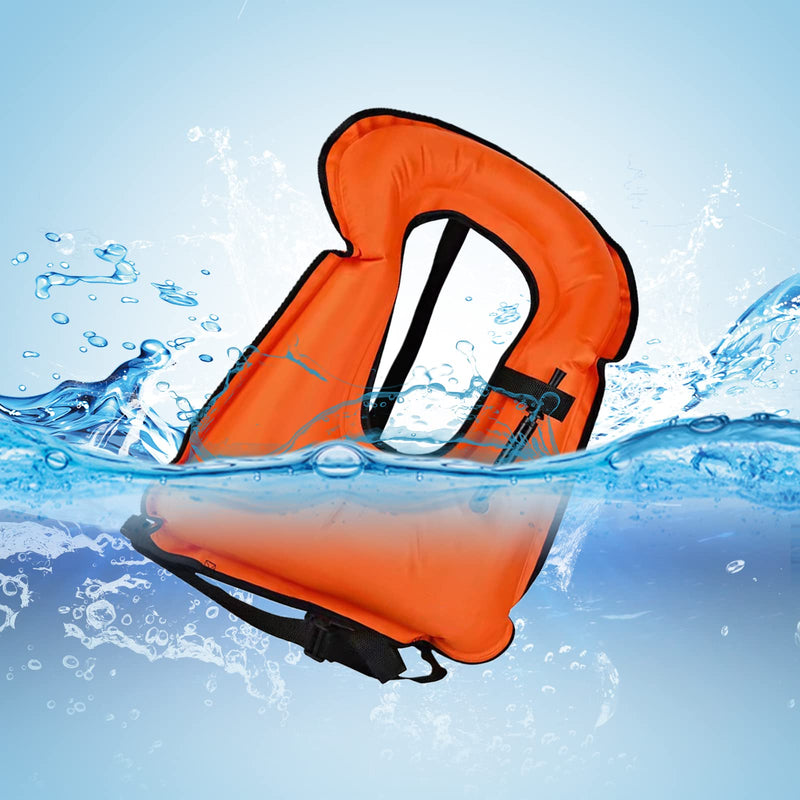 Swim Vest for Adults,Inflatable Buoyancy Vests-Portable Snorkel Vest for Diving Surfing Swimming Outdoor Water Sports 40-100kg Orange