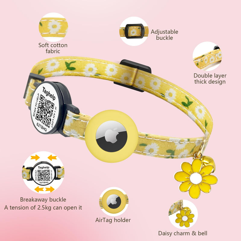 2 Pack Cotton Personalized Breakaway Cat Collar with Smart ID tag,Flowers Pendant Cute Cat Kitten Collar,QR Code Ideal for Girl Cats Boy Cats, with Bell with Smart QR ID Name Tag,8-13″ (Pink&Purple) Pink&Purple - BeesActive Australia