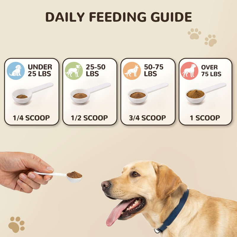 Organic Turkey Tail Mushroom for Large Dogs - Over 50% Beta Glucan - 10-in-1 Mushroom Powder for Immune & Gut Support - Dog Mushroom Supplements for Lumps and Bumps - Chicken Flavor, 200g 200 g