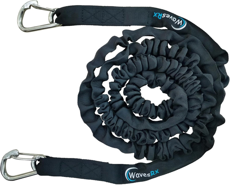 WAVESRX AnchorMate Bungee Line | Boat Bungee Dock Lines for Boats, PWCs & Kayaks | Absorbs Shock from Swells & Wind, Prevents Anchor Dislodging | Perfect for Anchoring, Mooring & Tethering 7-14 BLACK - BeesActive Australia