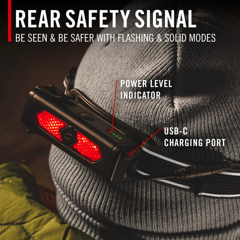 Coast RL35R Voice-Controlled 1100 Lumen Rechargeable LED Headlamp with ARC280™ Lighting, 4 Color Modes, Rear-Facing Safety Signal, Variable Light Control and USB-C Charge Port - BeesActive Australia