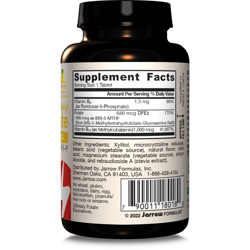 Jarrow Methyl B-12 & Methyl Folate Supplement, 100 Chewable Tablets | Bioactive Vitamin B12 & B9 Supplement, Supports Cellular Energy Production, Healthy Brain Function & Metabolism, 100 Servings 100 Count (Pack of 1)