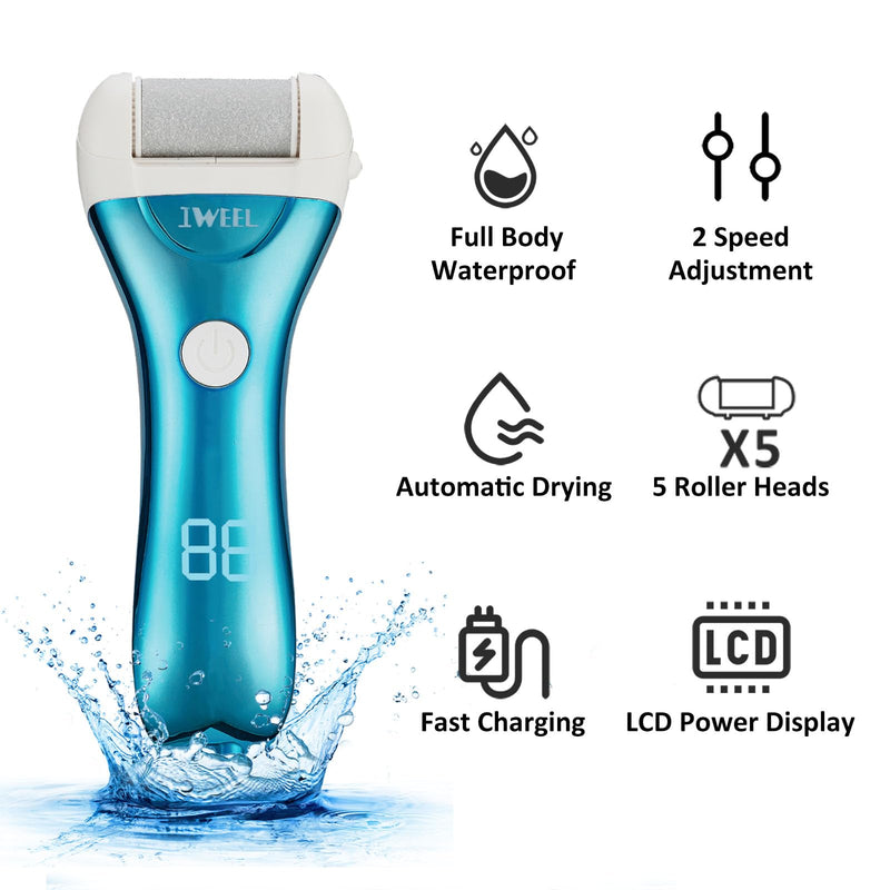 Electric Foot Callus Remover, Rechargeable Electronic Foot File Pedicure Kits, Electric Callus Remover for Feet, Foot Scrubber Dead Skin Remover, Professional Foot Care for Dead Skin Ideal Gift Chromed Blue - BeesActive Australia