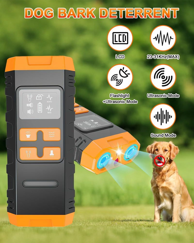 2026 Upgraded Anti Barking Device for Dogs, Ultrasonic Dog Bark Deterrent, Dog Bark Deterrent Devices, Best Anti-Barking Device, 4 Modes & LED Light & LCD Screen Portable Indoor & Outdoor Black