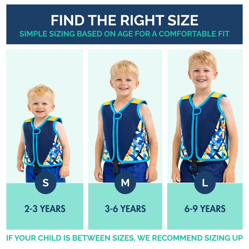 Limmys Swim Vest for Toddlers & Kids - Adjustable Buoyancy Swimming Aid, CE Safety Certified, Award-Winning Parent-Approved Design, Soft Neoprene Comfort, Secure Durable Design, Carry Bag Included Large Navy Blue - BeesActive Australia