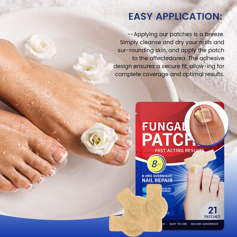 Toenail Fungus Treatment Extra Strength - 21 Pcs Fungal Nail Patches, 8-Hour Firm Adhesion, Nail Repair for Damaged Nails, Overnight Renewal for Men & Women (1 Count (Pack of 21)) 1 Count (Pack of 21) - BeesActive Australia