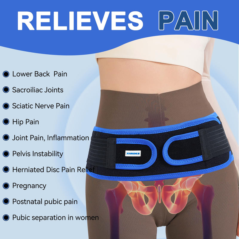 Sacroiliac SI Joint Hip Belt With 360°Anti-slip strips for Men and Women Adjustable Pelvic Support and Lower Back Brace Belt for Sciatica,Pelvis,Lumbar & Nerve Pain Si Joint(Universal) Universal (Hip Size 26"- 44") - BeesActive Australia