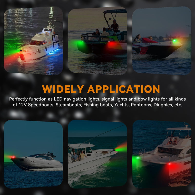 Boat Navigation Lights, Integrated Split 2-in-1 Red and Green LED Bow Lights, IP67 Waterproof Navigation Lights Boat Bow Lights for Pontoon, Yacht and Small Boats(Black)