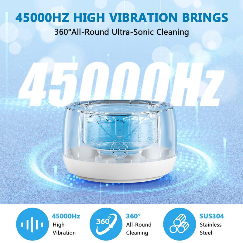 Ultrasonic Retainer Cleaner Machine 45kHz 200ml Portable Ultra Sonic Retainer Cleaner for Dental Retainer Mouth Guards Aligner Night Guard Braces Toothbrush Jewelry - BeesActive Australia
