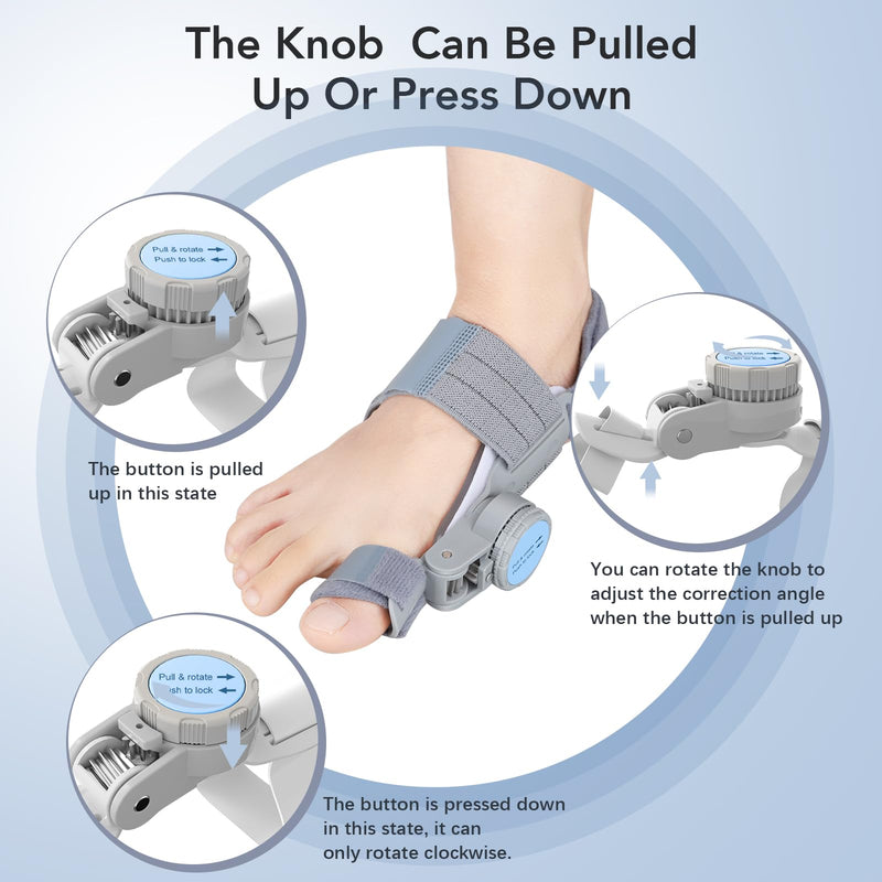 Bunion Corrector for Women Men: Big Toe Straightener Bunion Fix with Adjustable Knob-Orthopedic Bunions Splint Brace Toe Alignment Correction for Hallux Valgus Pain Relief Day/Night 1PCS (Grey) Grey - BeesActive Australia