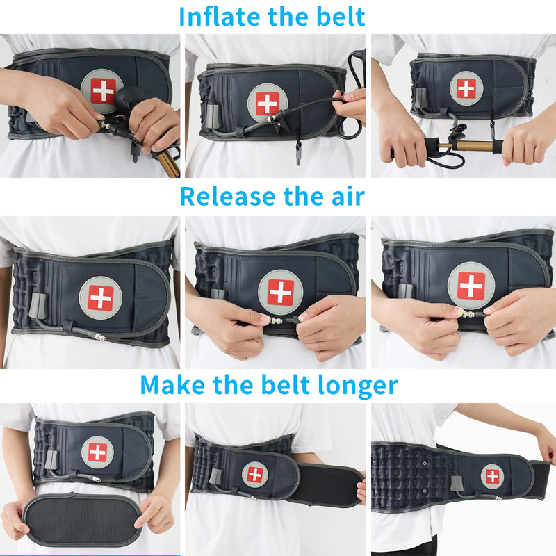 Decompression Back Belt - Lumbar Support Belt for Men & Women Lower Back Pain Relief, Back Traction Device Fits Waist Size 29-49 Inches (Blue) Blue - BeesActive Australia