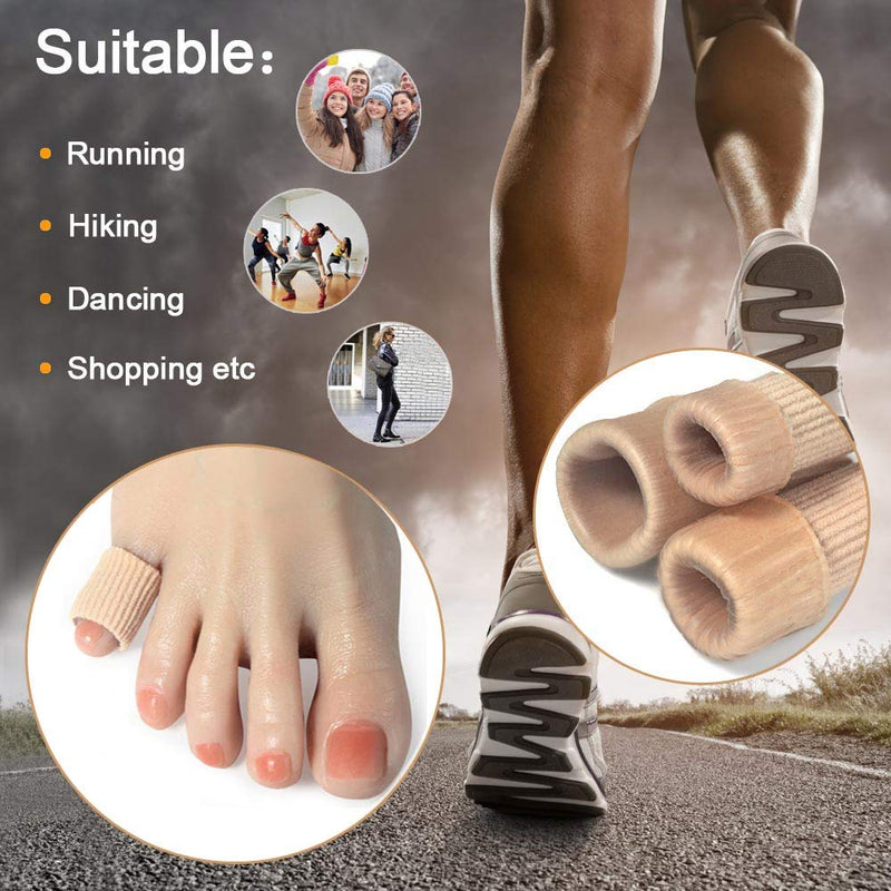 Cuttable Toe Tubes Sleeves 5 Pack Small Size, Made of Elastic Fabric Lined with Silicone Gel. Toes Sleeve Protectors Relief Toe Pressure Pain, Corn and Calluses Remover 5.9Inch (Pack of 5)