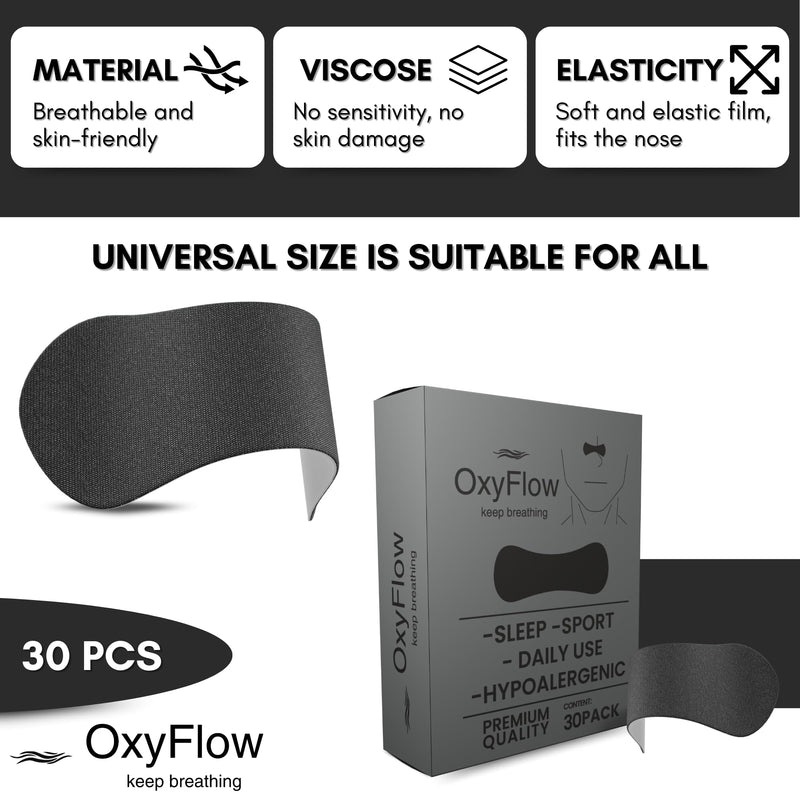 OxyFlow Nasal Strips for Breathing- for Sensitive Skin, Nose Strips for Snoring, Nasal Congestion Relief, Nasal Tape, Breathe Right, Athletic Nasal Strips, Extra Strength, Universal Fit.