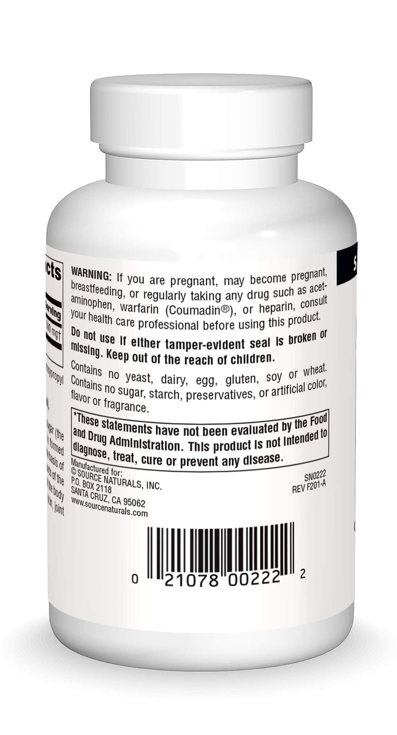 Source Naturals N-A-G, N-Acetyl Glucosamine, 500 mg - 120 Tablets | Support for Tendons, Ligaments, Cartilage, Bone Matrix, Skin, Joint Fluid, & Intestinal Lining* 120 Count (Pack of 1)