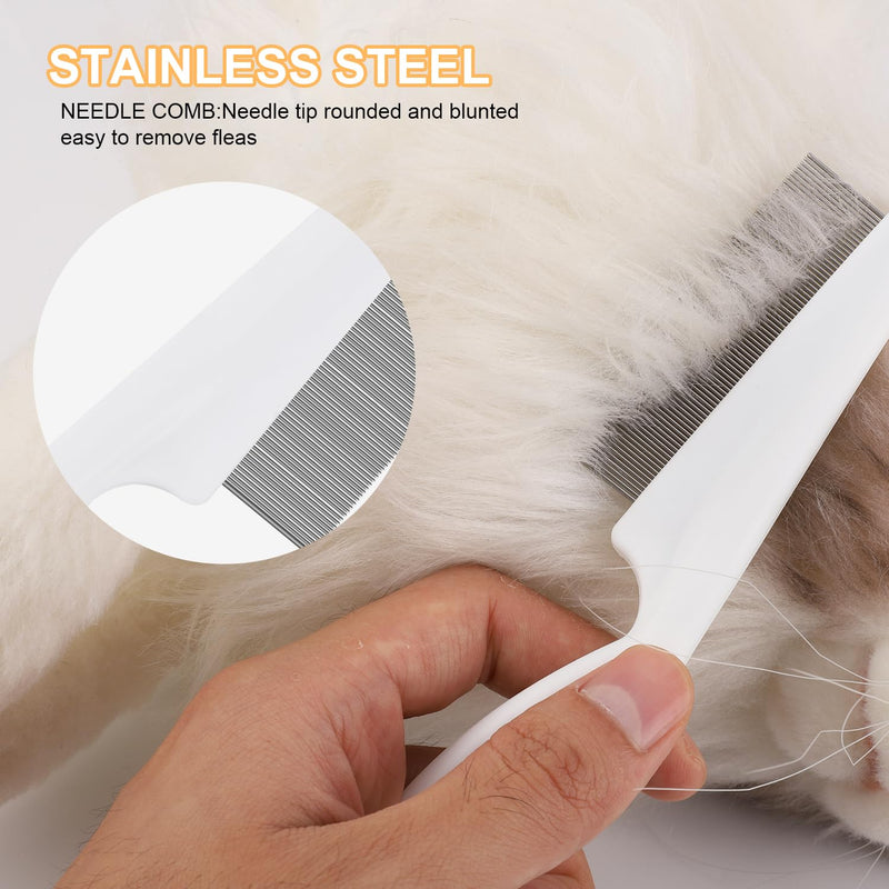 Pet Hair Comb, 2 in 1 Multifunctional Pet Hair Comb, Stainless Steel and ABS Material, 2 Packs, for Grooming and Dehairing Face and Paws, Tear Stain Removal, Cat Comb, Dog Comb White - BeesActive Australia