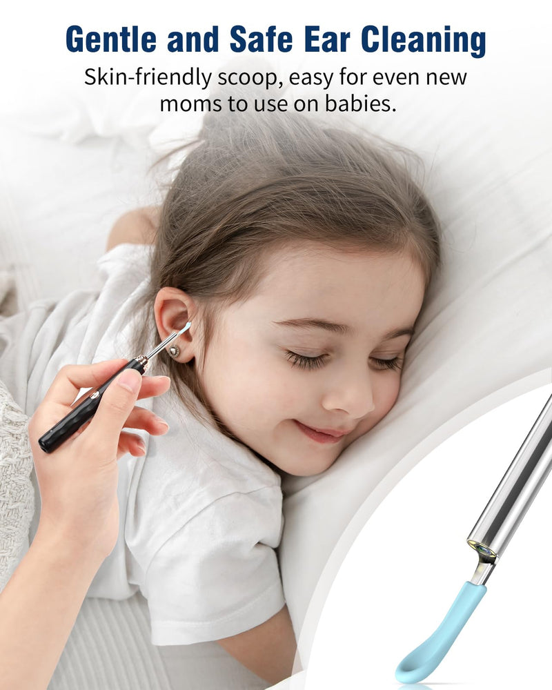 Ear Wax Removal Camera, Kekoy Ear Cleaner 1296P HD Camera, Ear Cleaning Kit with 8pcs Ear Set, Wireless WiFi Otoscope with 6 Lights, Rechargeable Earwax Removal Tool Kit for Adult & Kid（Bright White) Bright White - BeesActive Australia