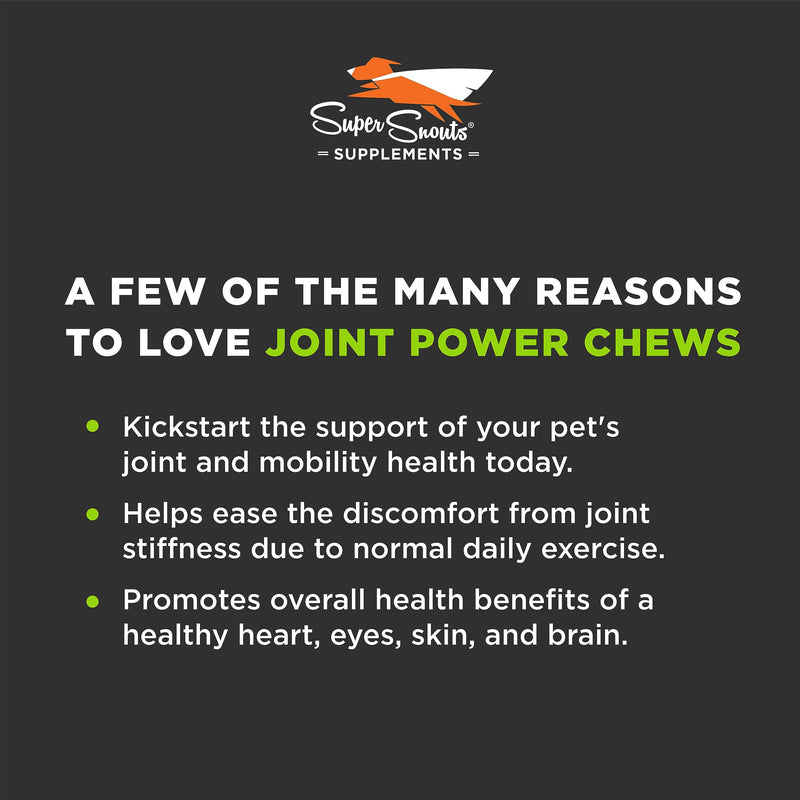 Super Snouts Joint Power – 60 Soft Chews – Joint Supplement for Dogs and Cats with Green Lipped Mussel Helps Ease Discomfort & Stiffness– Made in The USA - PawsPlanet Australia
