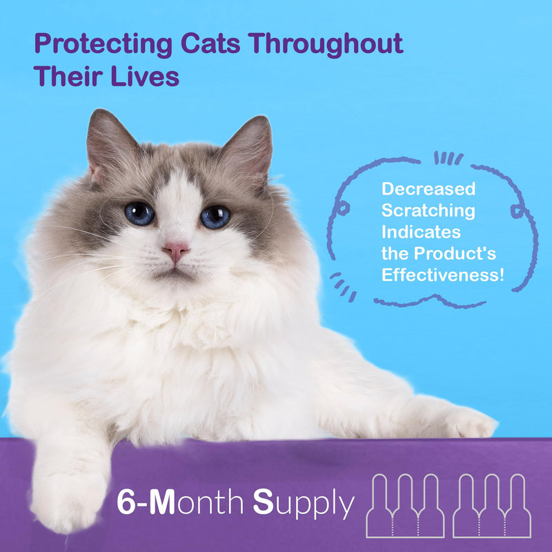 Topical Flea and Tick for Large Cats: Waterproof Topical Cat Flea and Tick – Fast-Acting & Long-Lasting at Home Control for Cats Over 9 lbs and 8 Weeks or Older – 6-Dose Supply L-6