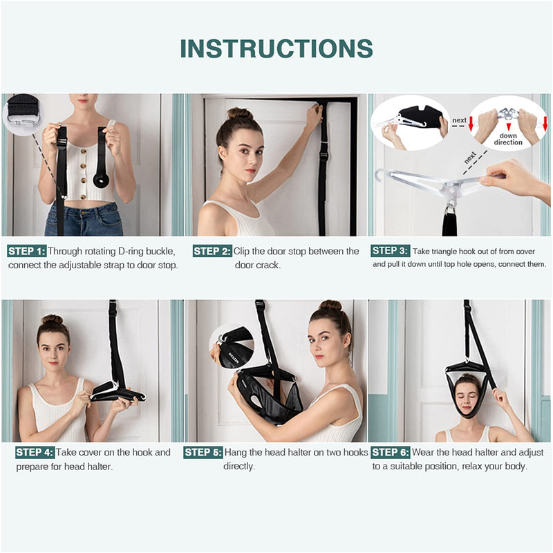 Neck Traction Device for Home Use, Portable Neck Stretcher Neck Hammock for Neck Pain, Over The Door Cervical Traction Device for Neck Decompression, Spine Stretching, Home Physical Therapy - BeesActive Australia