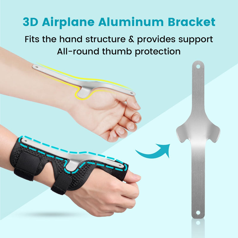 DrFinger Thumb Brace Spica Splint for Right & Left Hand, De Quervain's Tenosynovitis Splint, Breathable Wrist & Thumb Stabilizer, for Trigger Thumb, Arthritis, Tendonitis, Men and Women -Black (L/XL) L/XL Black