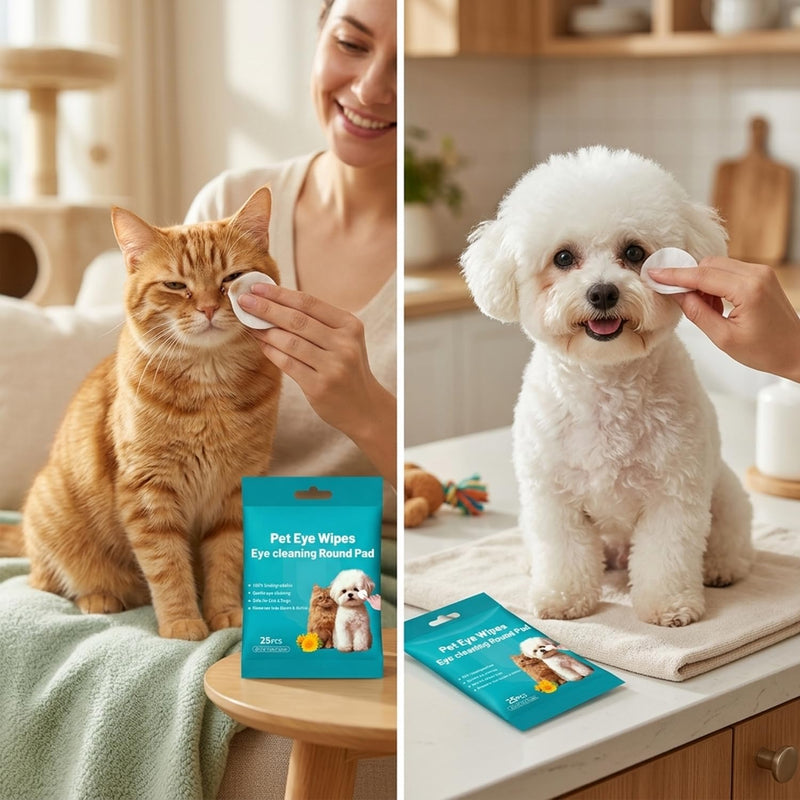 25 Pcs 100% Plastic-Free Biodegradable Pet Eye Wipes, Compostable Tear Stain Cleaning Wipes for Dogs and Cats - Gently Remove Eye Dirt, Secretions, Scabs & Tear Stains (25PCS) 25PCS