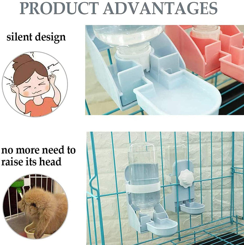 kathson 2PCS Rabbit Water Bottle, 17oz Hanging Water Fountain Automatic Dispenser No Leak WaterFeeder for Bunny Chinchilla Guinea Pig Hedgehog Ferret 500ml White(2PCS) - BeesActive Australia