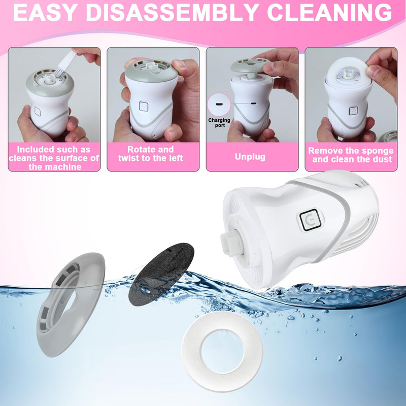 Electric Foot Callus Remover for Women Men, Rechargeable Electric Foot File Pedicure Tool with 2 Speeds and 6 Grinding Heads, Portable Feet Grinder for Cracked Dry Heels Dead Skin Calluses - BeesActive Australia