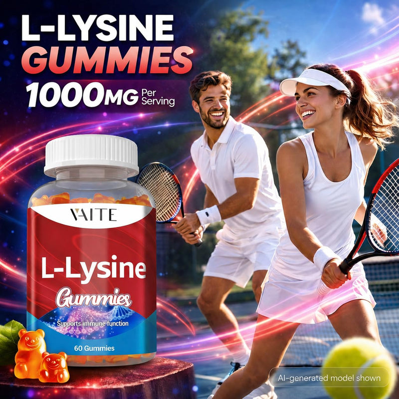 L-Lysine 1000mg Gummies - Supports Skin, Lip, Vegan, Gluten Free, 60 Chewable Lysine for Adults, Vitamins Tissue Health & Immune System, Amino Acid Vitamin Supplement & Complex Supplements (2 Pack) 2 Pack