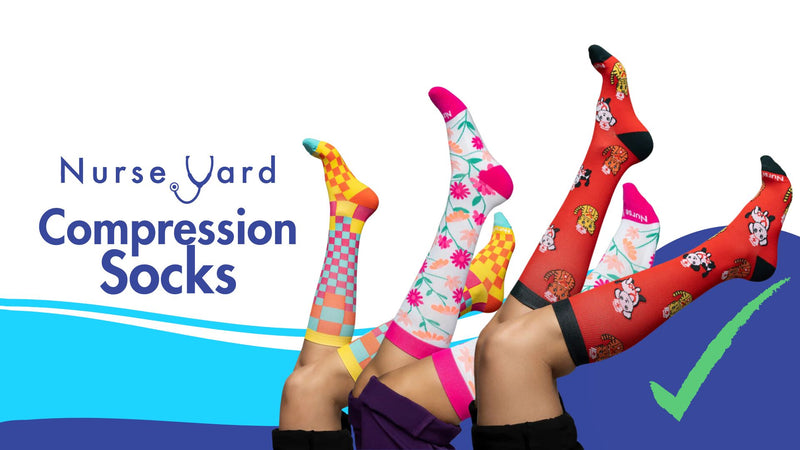 Nurse Yard Compression Socks for Nurses - Women & Men - 20-30mmHg Graduated Compression, Zero-Toe Compression, For Medical Staff, Nursing, Athletic Support Such As Running, Cycling, Hiking - 1 Pair Large-X-Large Pink