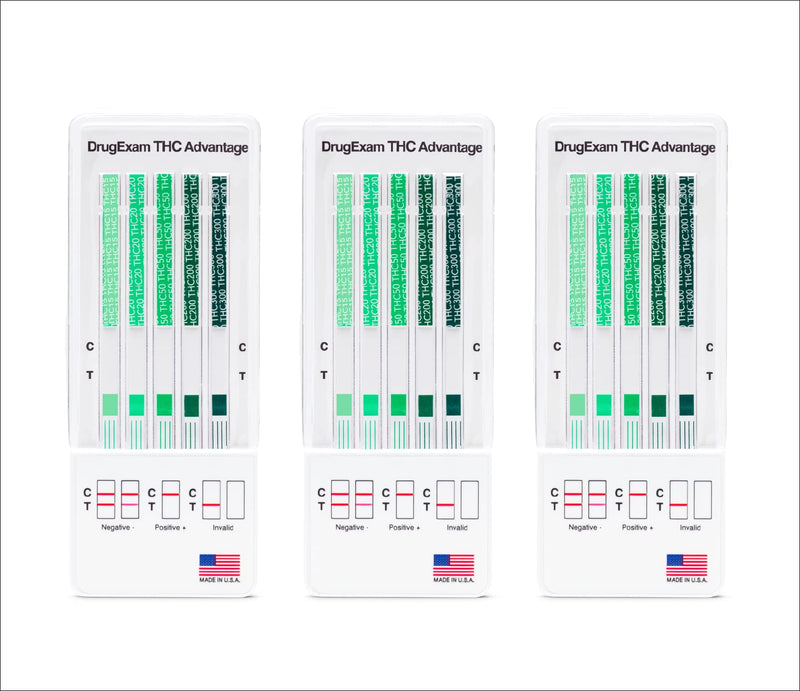 3 Pack - DrugExam Multi Drug Screen Test. Testing for THC/Marijuana in Urine. Detailed Instrustions Included. (3) 3