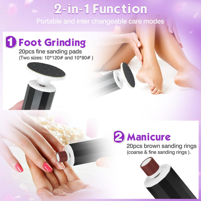 Electric Foot Callus Remover, Professional Pedicure Kit for Women & Men - Electric Foot File with Speed Adjustment & Rotation Control for Feet Care, Includes 20Pcs Sandpaper + 10Pcs Barrel Sandpaper - BeesActive Australia