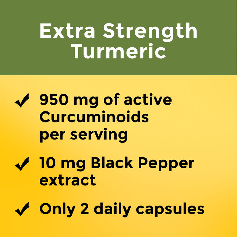 Nature Made Extra Strength Turmeric Curcumin with Black Pepper, 1000mg extract (950mg Curcuminoids) per serving, Supports Healthy Inflammation Response, 60 Vegetarian Capsules, 30 Day Supply - BeesActive Australia
